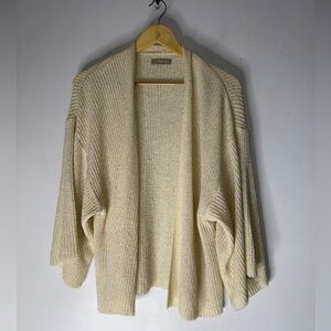 Anthropologie Cardigan Sweater Cream Open Front Half Sleeve One Size‎